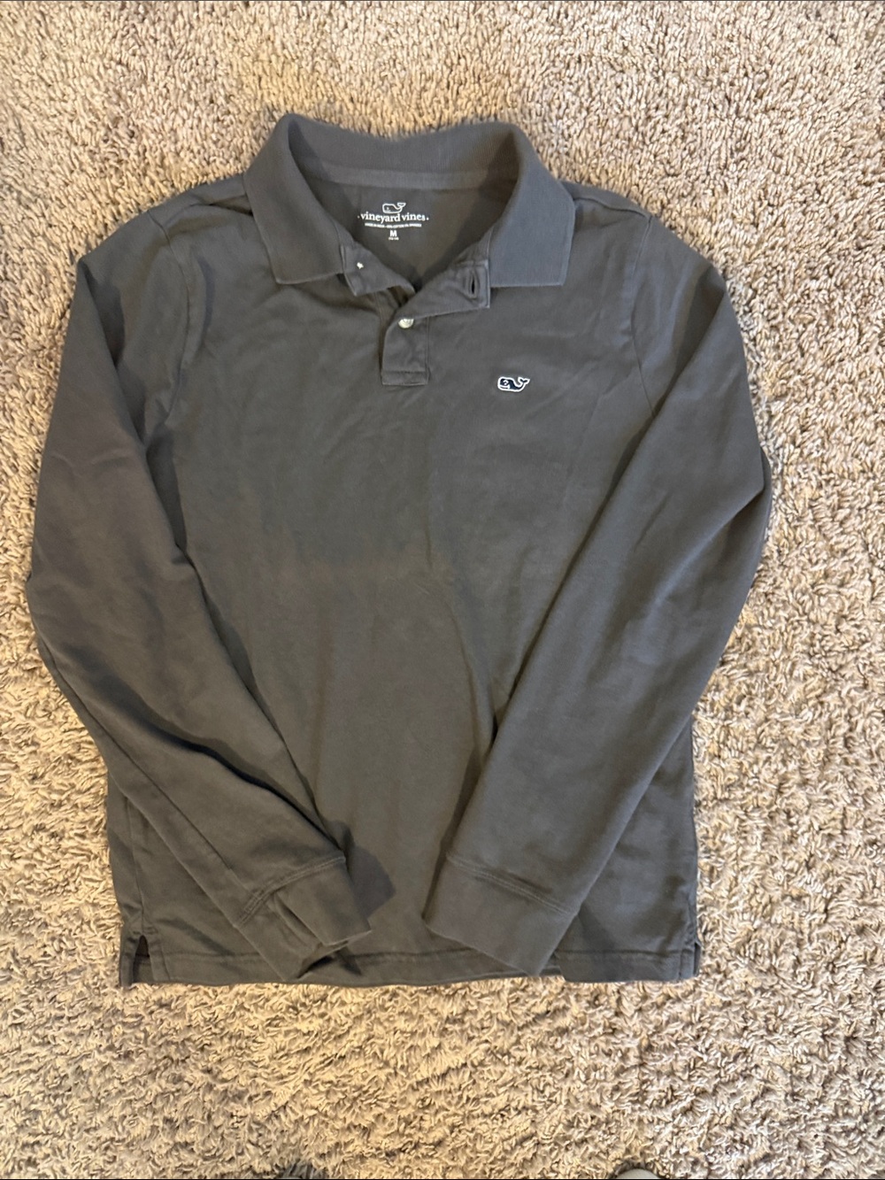 Vineyard Vines Boy’s  Long-Sleeve Polo Shirt - Gray Size M